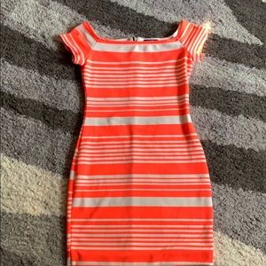 Fluorescent orangey pink mini dress